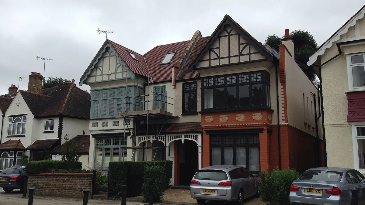 Edwardian houses with mock-Tudor gables on Church Lane, East Finchley
