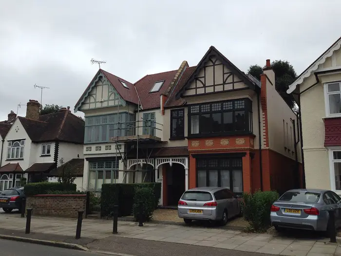 Edwardian houses with mock-Tudor gables on Church Lane, East Finchley