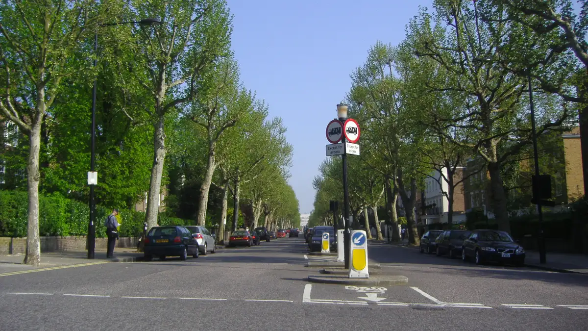 The wide, tree-lined avenue of Hamilton Terrace in St John's Wood